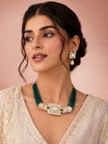 Aanura Statement Choker Necklace with Square Motif & Earrings