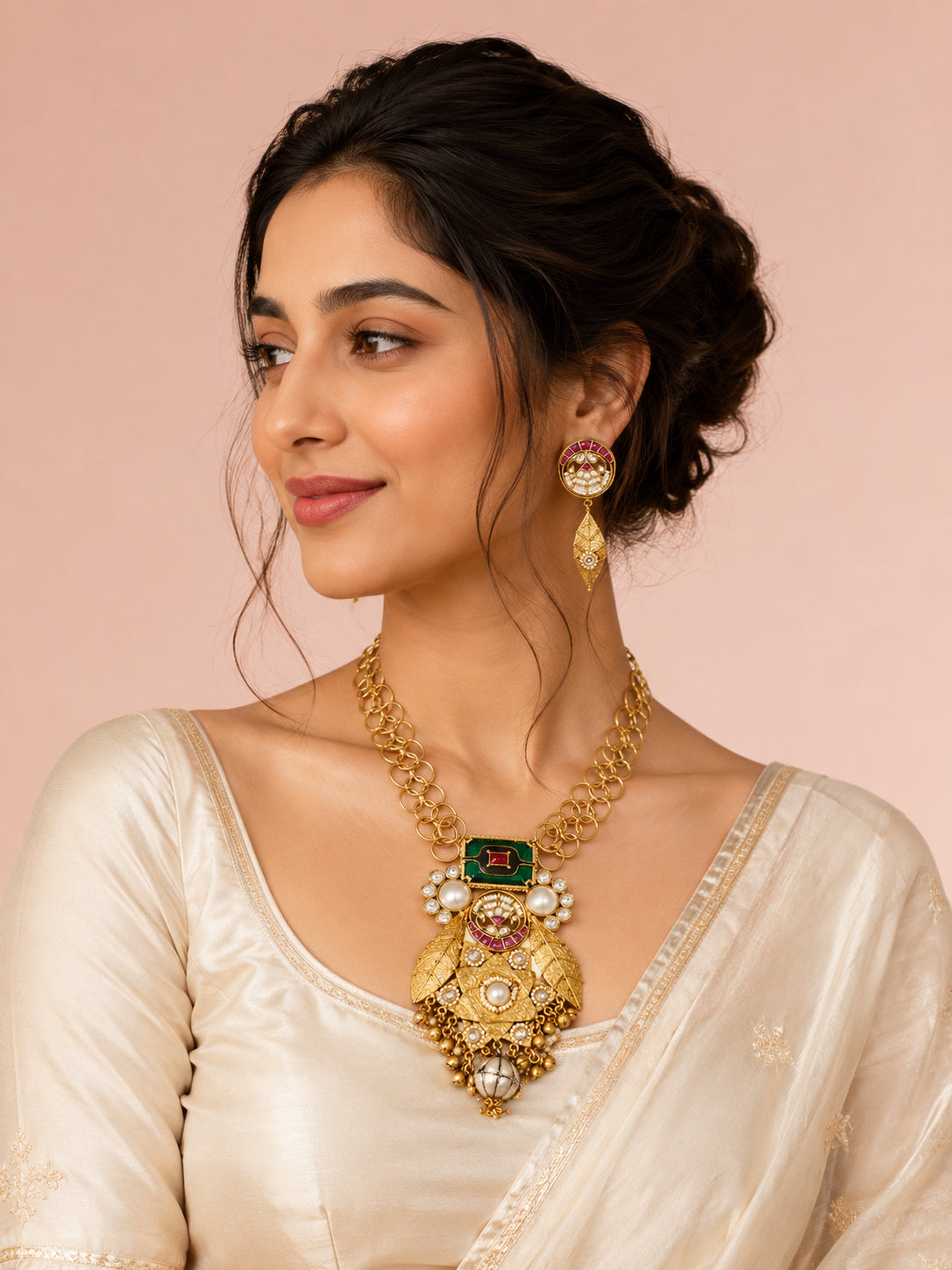 Aanura Antique Statement Pendant Necklace & Earrings