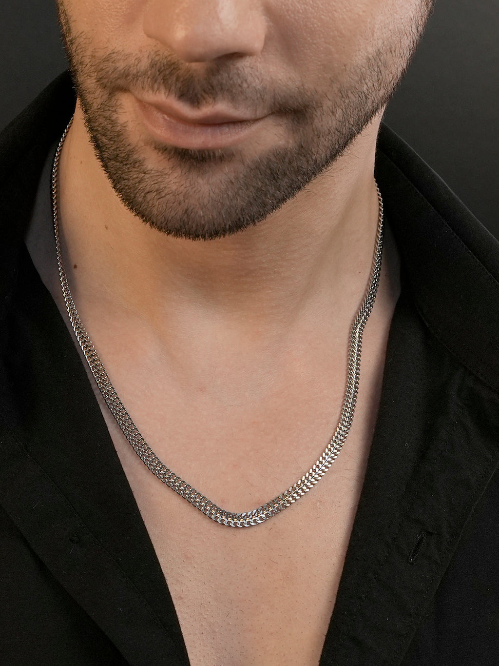 Rhodium plated Cuban Link Anti-Tarnish Waterproof Chain