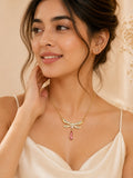 18K Gold Plated Pink Wing Teardrop Necklace