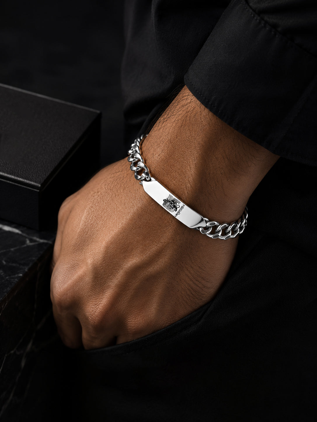 Rhodium Plating Anti Tarnish waterproof ID Plate Band