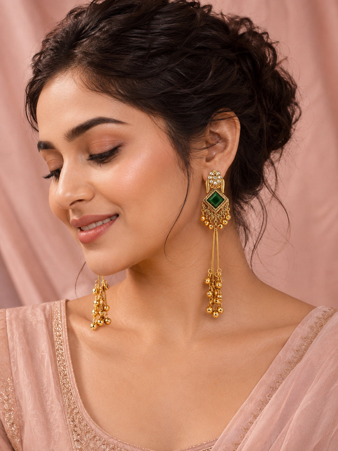 Aanura Gold Plated Royal Drop Jhumka Earrings
