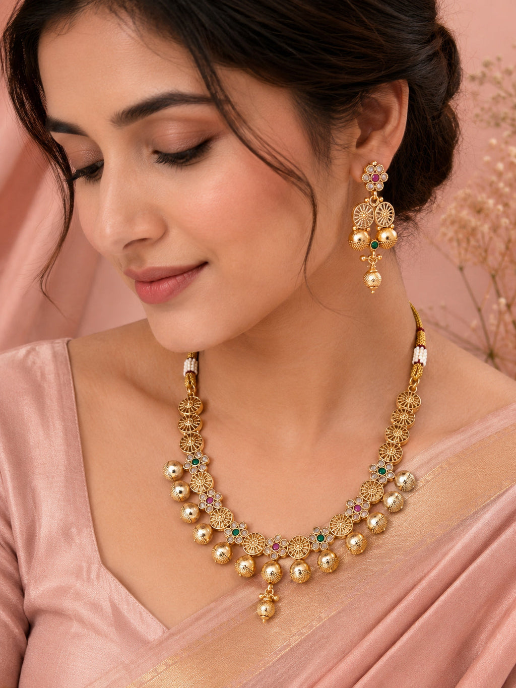 Aanura Gold Plated Heritage Disc Necklace Set