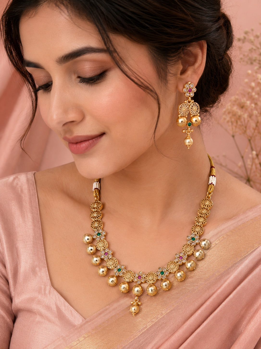 Aanura Gold Plated Heritage Disc Necklace Set
