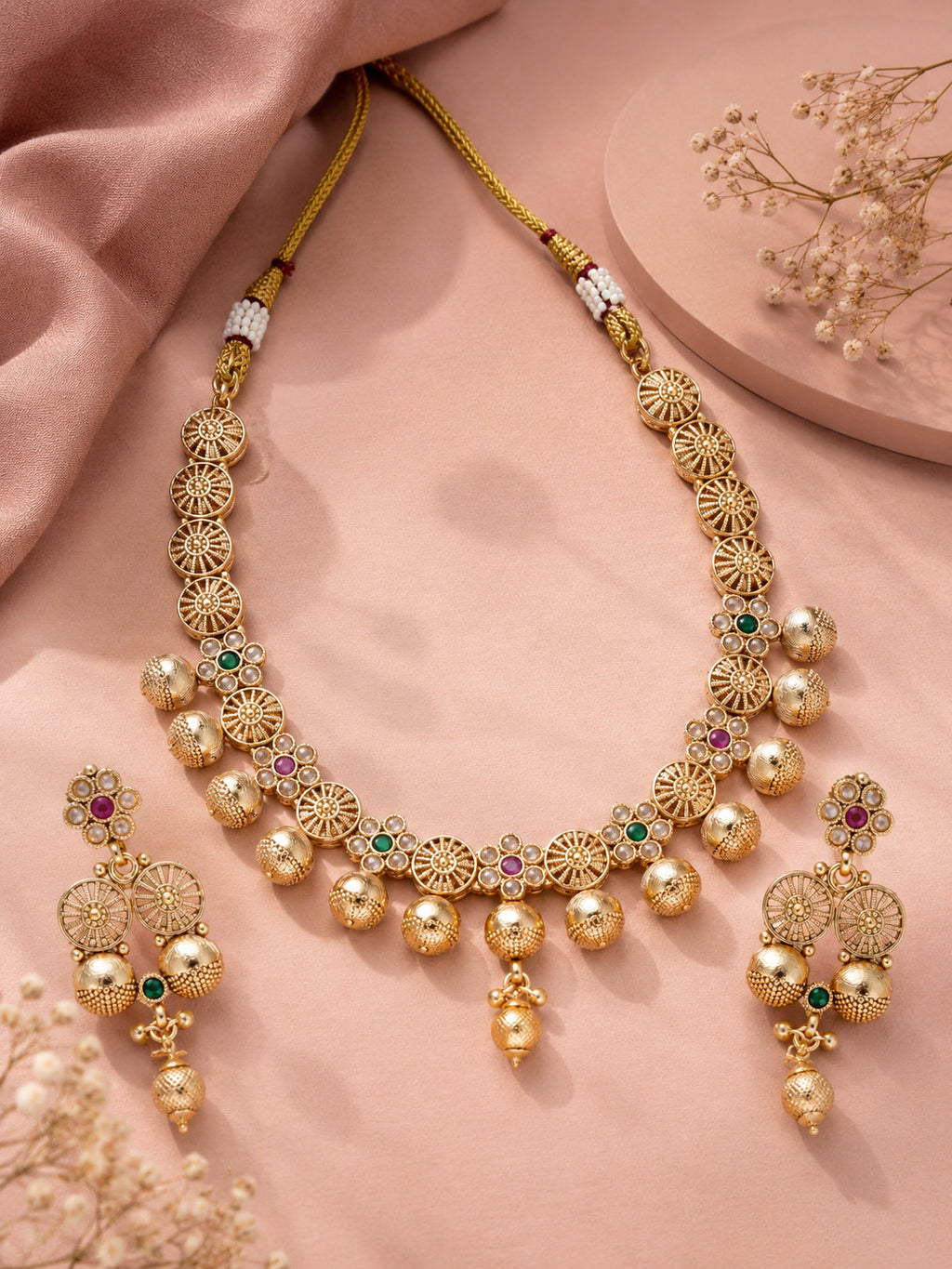 Aanura Gold Plated Heritage Disc Necklace Set