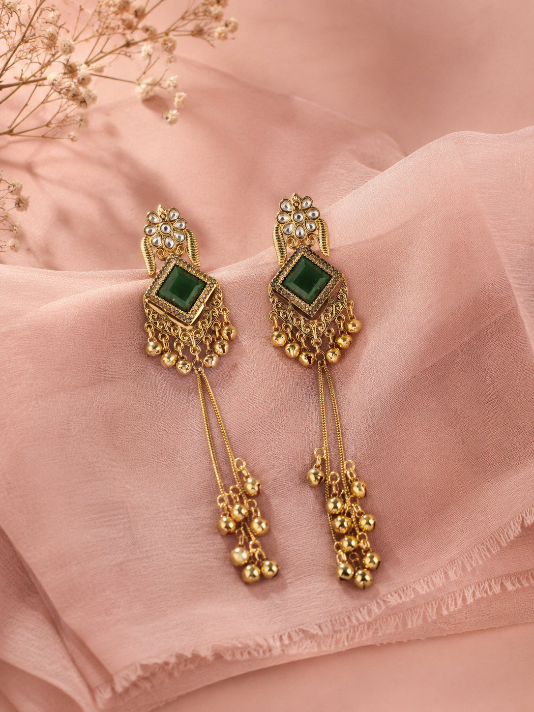 Aanura Gold Plated Royal Drop Jhumka Earrings