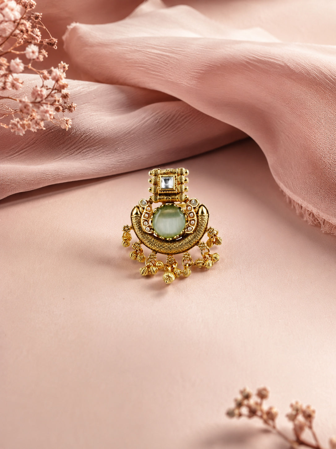 Aanura Ornate Crescent Adjustable Statement Ring