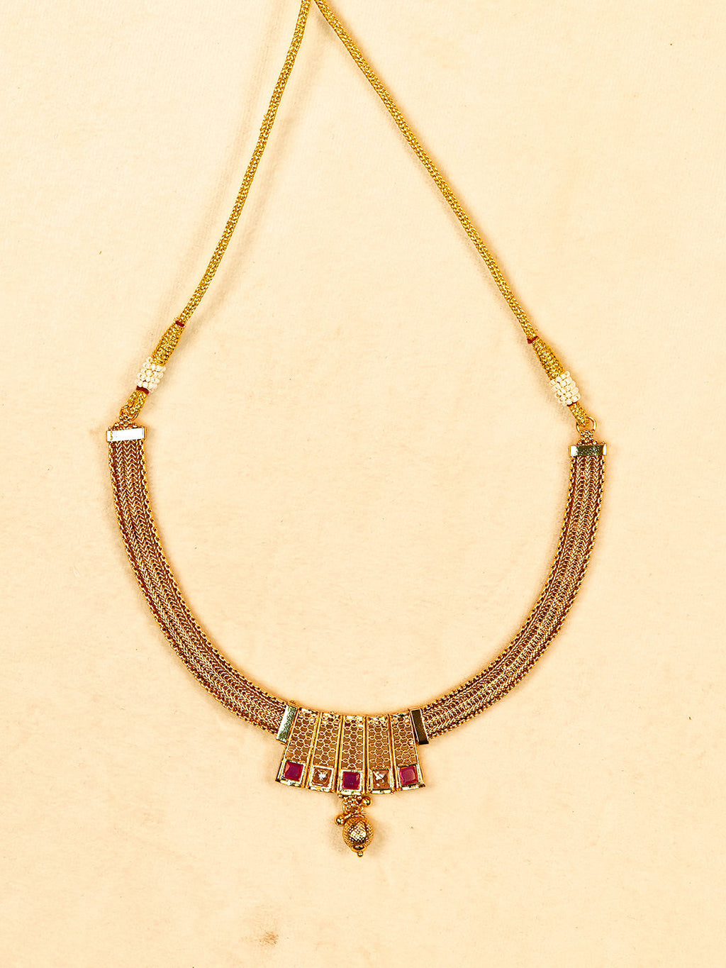 Aanura Gold Plated Layered Necklace & Earring Set