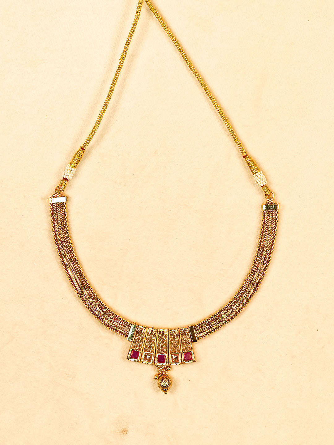 Aanura Gold Plated Layered Necklace & Earring Set