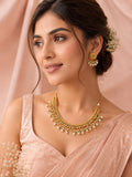 Aanura Gold-Plated Pearl & Green Stone Choker Set