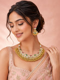 Aanura Antique Gold Kundan Choker Necklace Set