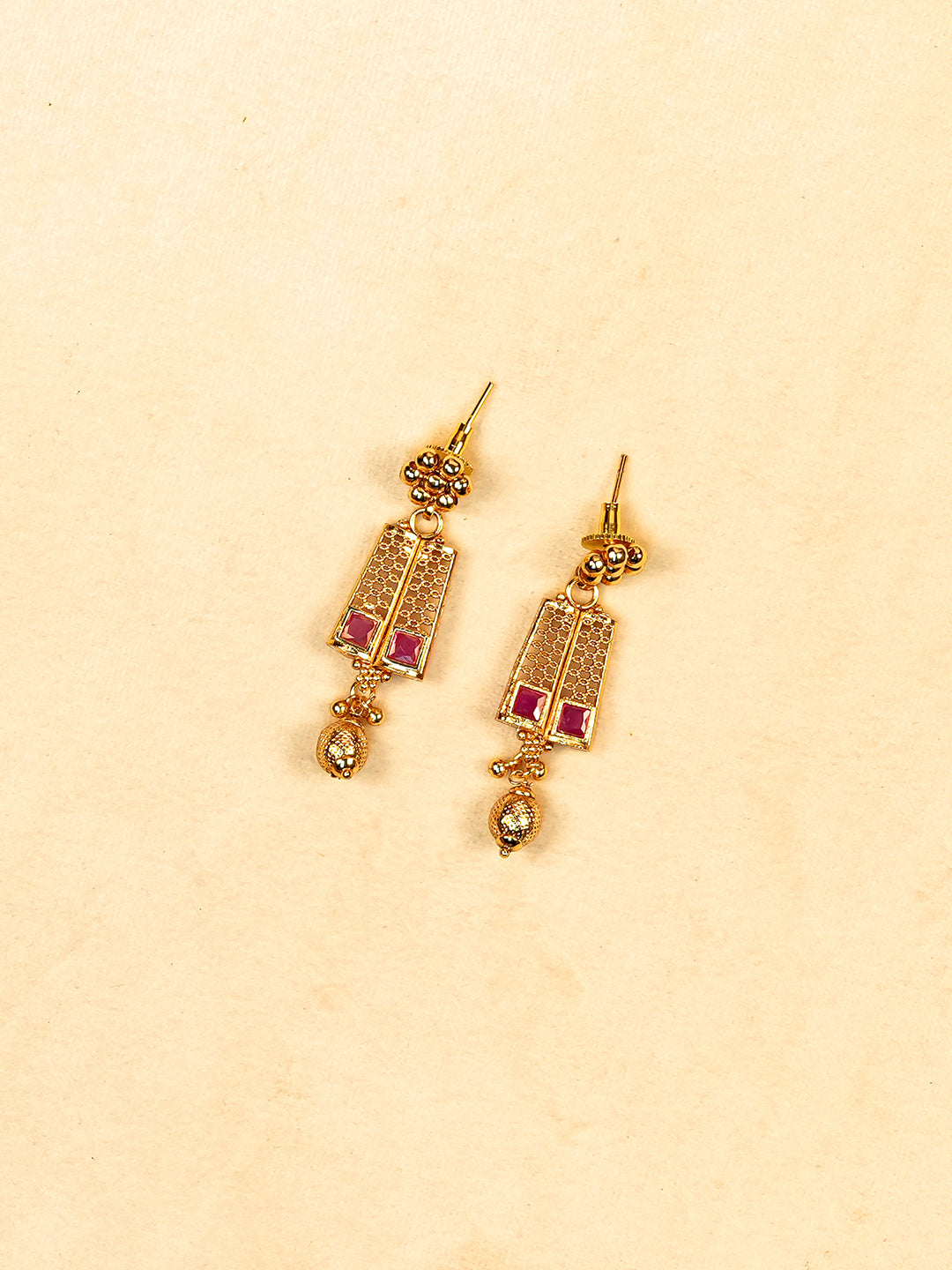 Aanura Gold Plated Layered Necklace & Earring Set