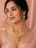 Aanura Circular Heritage Necklace with Green Stones