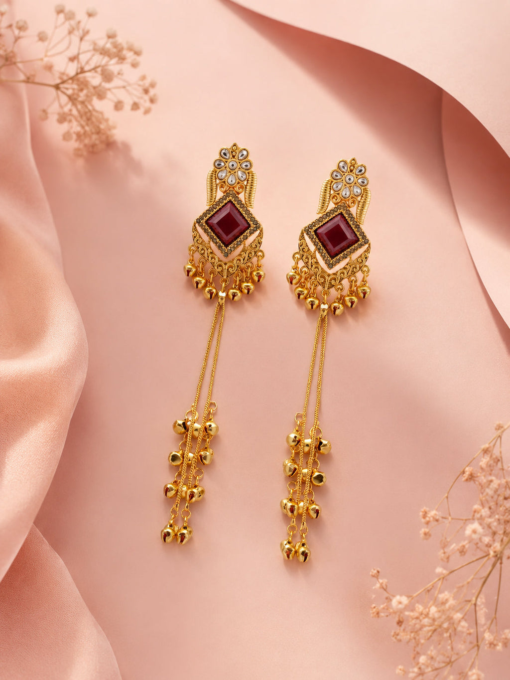 Aanura Gold Plated Royal Drop Jhumka Earrings