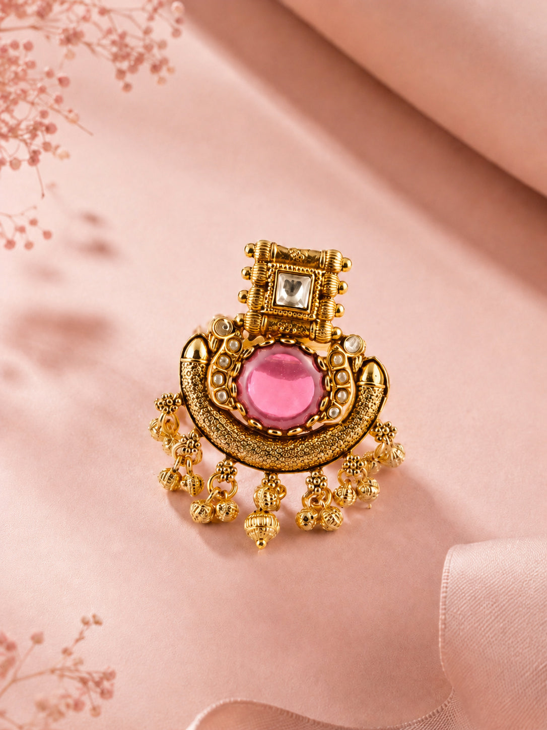 Aanura Ornate Crescent Adjustable Statement Ring
