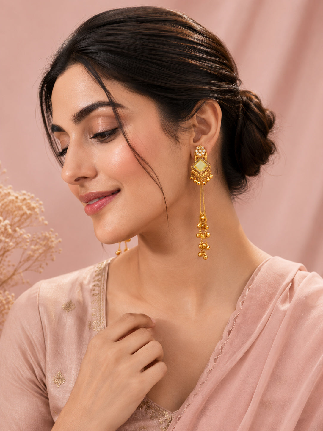 Aanura Gold Plated Royal Drop Jhumka Earrings