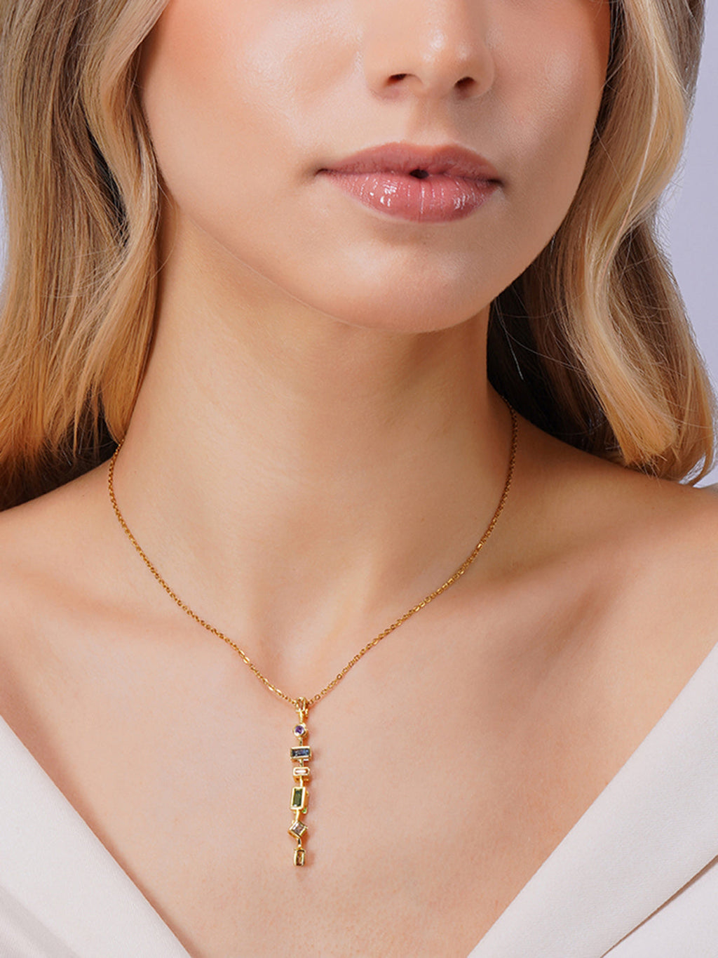 Aanura Navira Multi-Stone Linear Drop Necklace