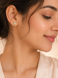 Halo Crystal Stud Earrings in 18K Gold Plating for Women