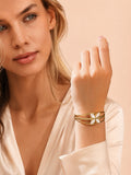 Aanura Gold Floral Open Cuff Bracelet