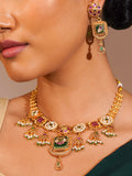 Aanura Gold Plated Royal Pendant Necklace Set