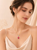 Red & Blue Crystal Drop Necklace in 18K Gold Plating