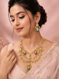 Aanura Layered Antique Necklace with Ruby Drops