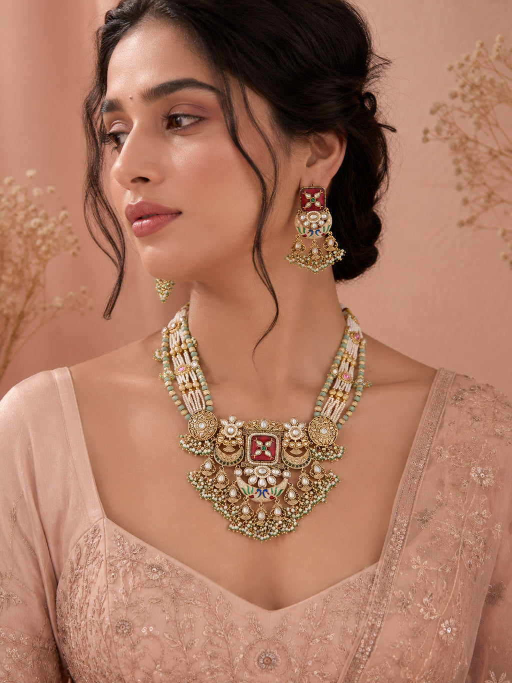 Aanura Rajasthani Meenakari Kundan Choker Necklace