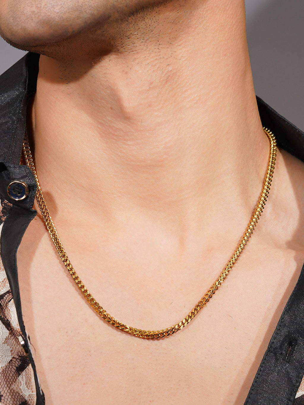 18K Gold-Plated Cuban Anti-Tarnish Waterproof Stainless Steel Chain for Men