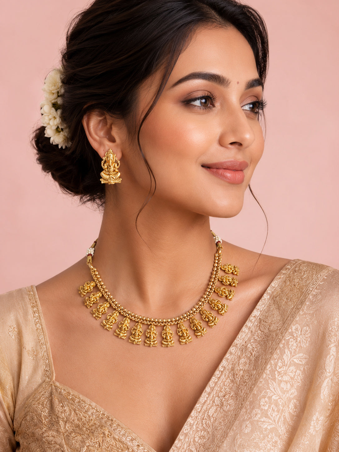 Aanura Antique Temple Goddess Choker Necklace Set