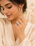 Rhodium Plated Emerald Pavé Anti-Tarnish Waterproof Ring