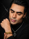 Gold Plated Skull Bracelet & Rhodium Plated Trident Pendant Combo