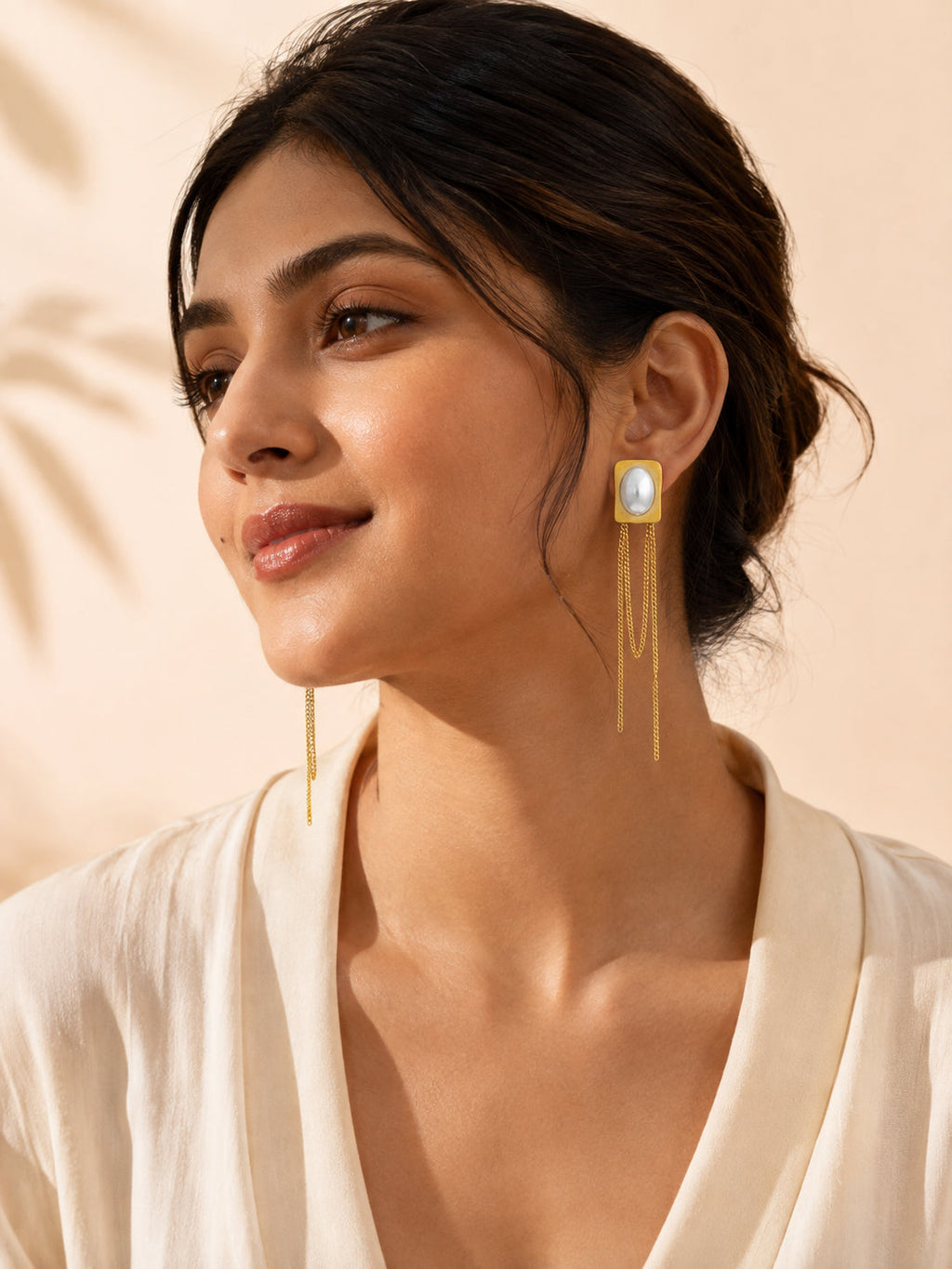 Aanura Pearl Chain Drop Earrings