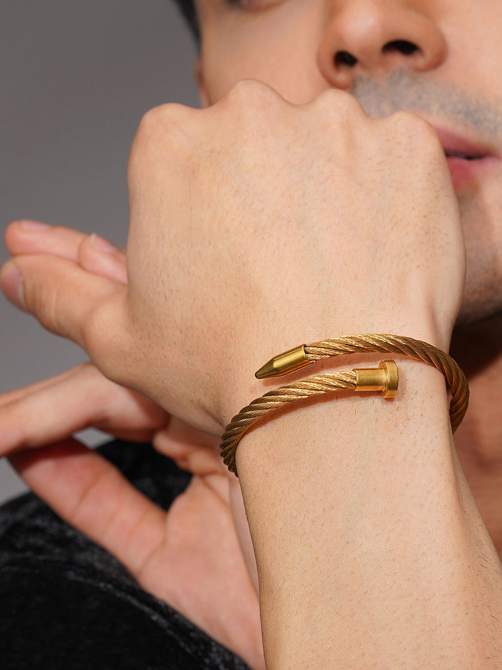 18K Gold-Plated Twisted Cuff Waterproof Hypoallergenic Steel Bracelet