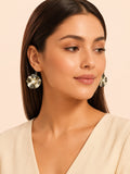 Aanura Floral Pearl Gold Statement Earrings