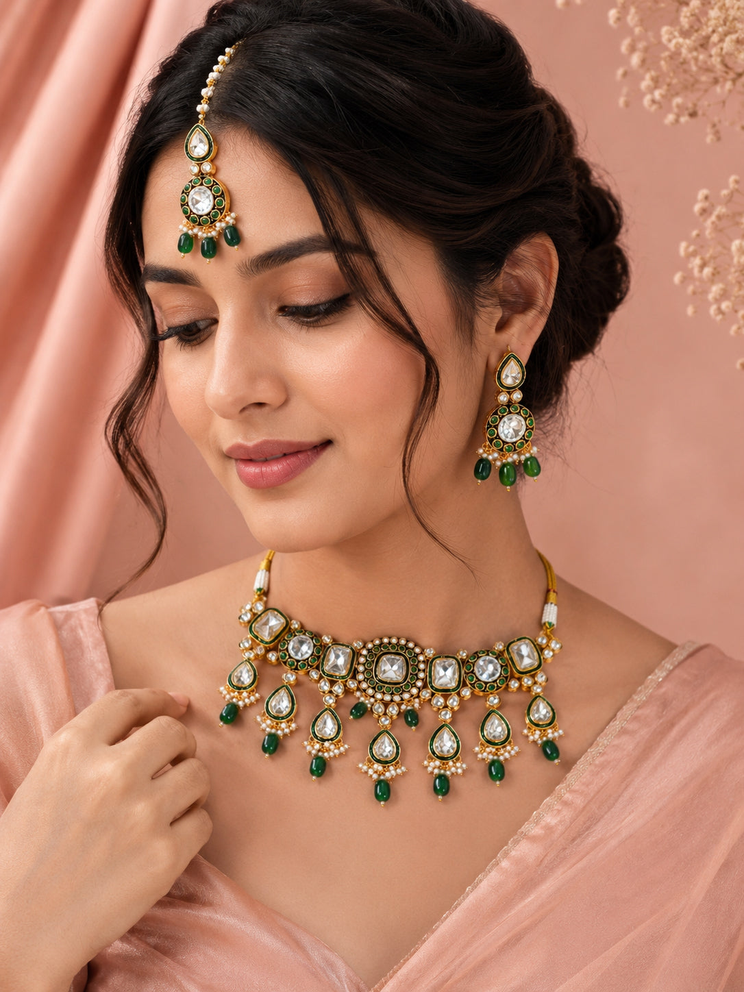 Aanura Gold Plated Traditional Necklace & Earring Set