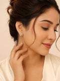 Water-Resistant Oval CZ Stud Earrings with 18K Gold Plating