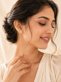Round Halo CZ Stud Earrings in 18K Gold Plating