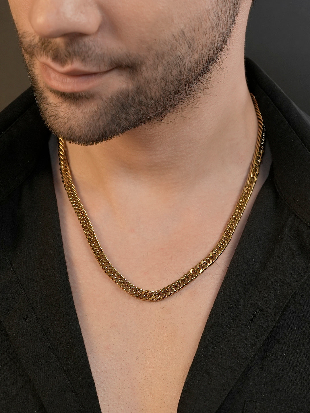 18K Gold Plated Cuban Chain Anti-Tarnish Waterproof Chain for Men
