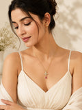 Crystal Butterfly Pink Drop Necklace with 18K Gold Plating