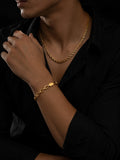 18K Gold Plated Rope Chain & Link Bracelet Combo for Men
