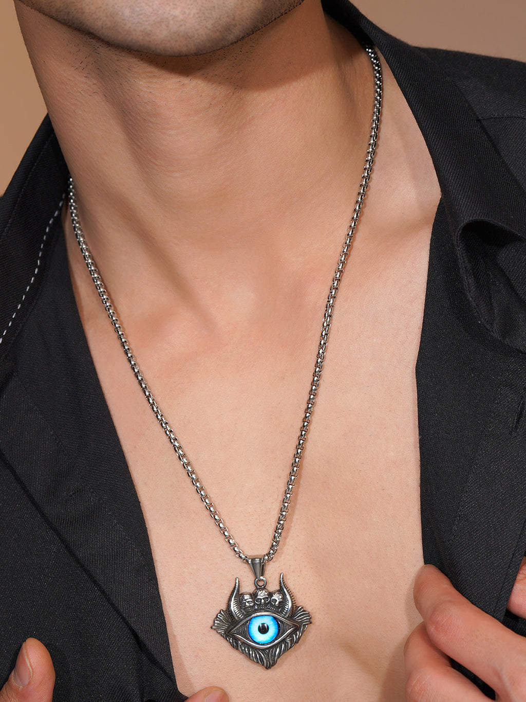 Aanura Men's Evil Eye Pendant Necklace