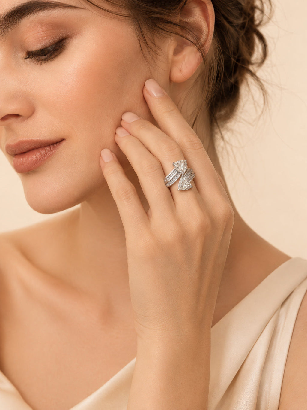 Rhodium Plated Radiant Gemstone Anti-Tarnish Waterproof Ring