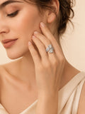 Rhodium Plated Radiant Gemstone Anti-Tarnish Waterproof Ring