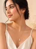 18K Gold Plated Crystal Cylinder Pendant Necklace