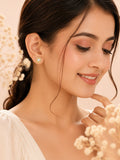 Tarnish-Resistant Halo Crystal Stud Earrings in 18K Gold Plating