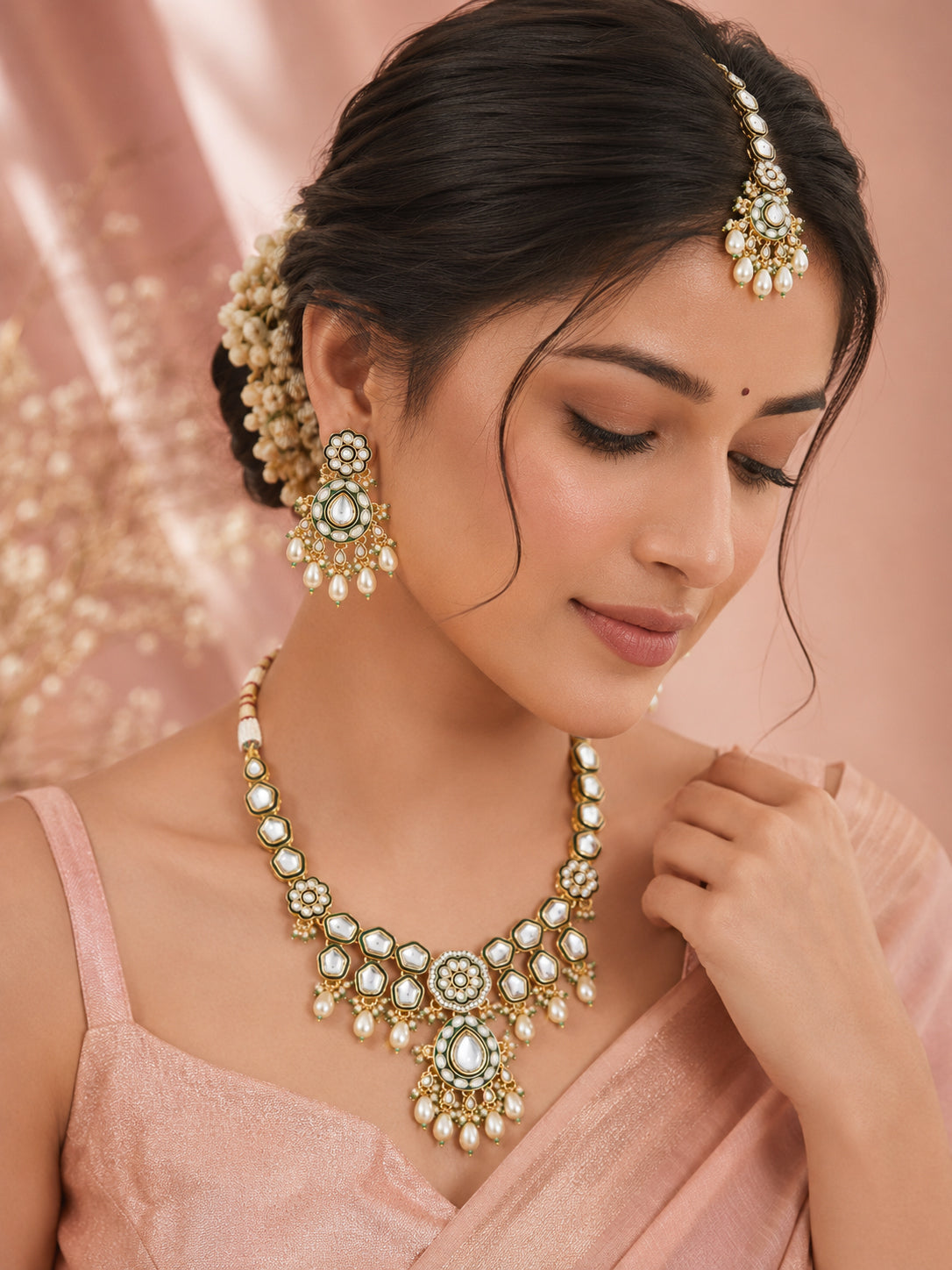 Aanura Gold Plated Traditional Necklace Set
