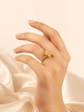 Gold Plated Petal Bloom Crystal Anti-Tarnish Ring