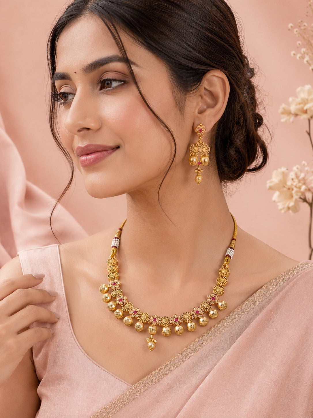 Aanura Gold Plated Heritage Disc Necklace Set