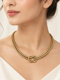 Aanura Gold Knot Statement Necklace – Stainless Steel