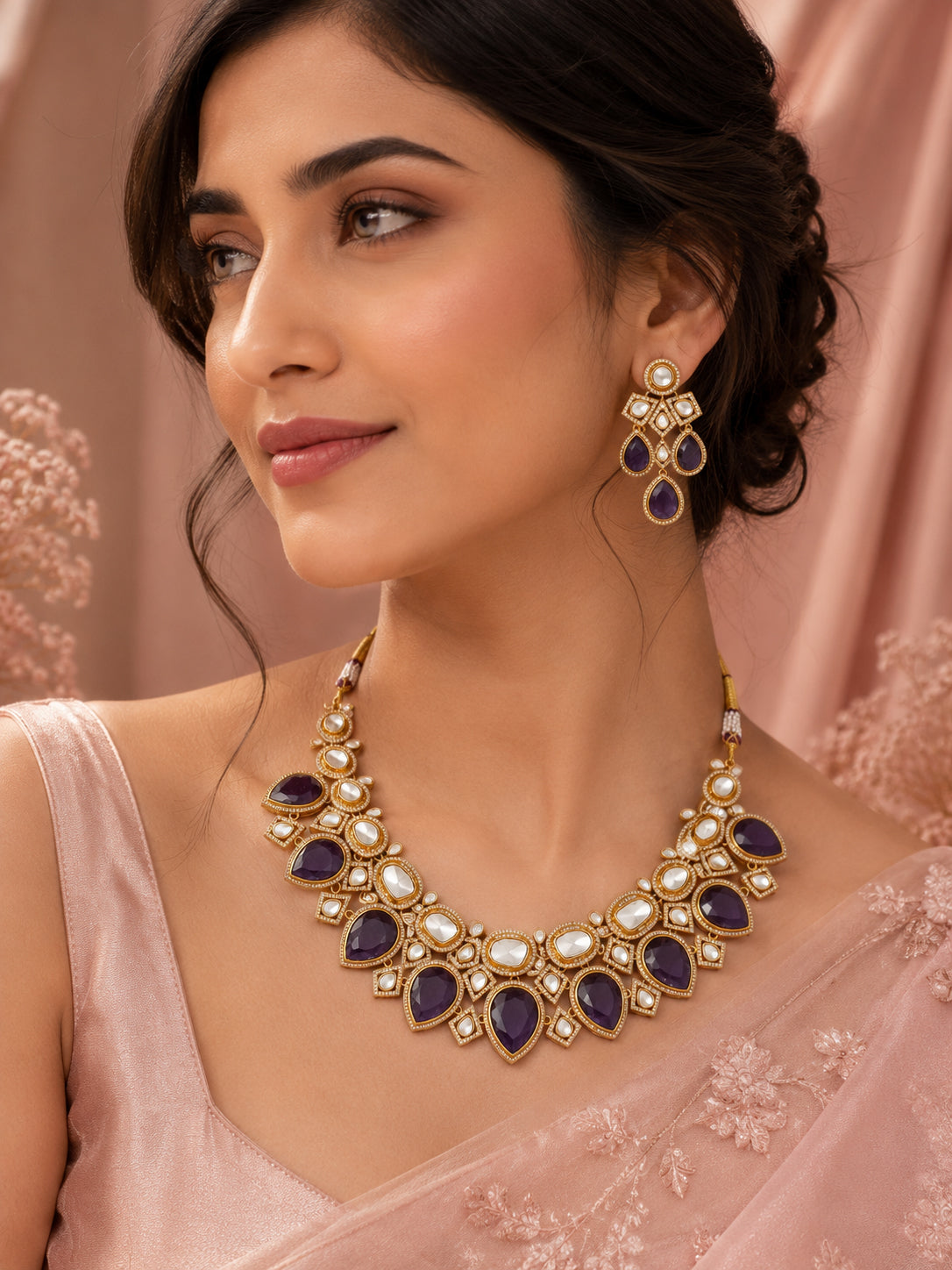 Aanura Grand Red Bridal Necklace with Kundan Embellishments